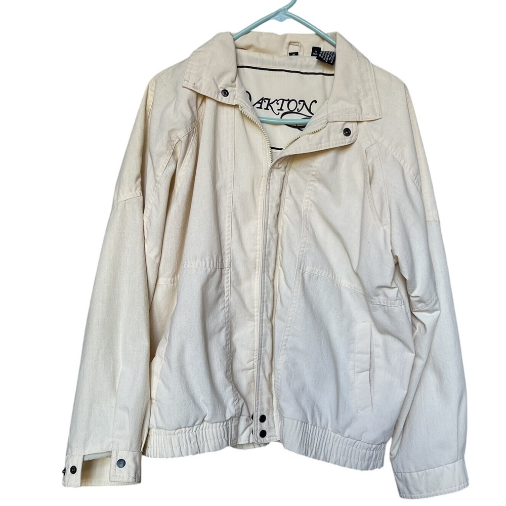 Oakton Jacket Full Zip Collared‎ Ivory Beige Bomber Style Coat